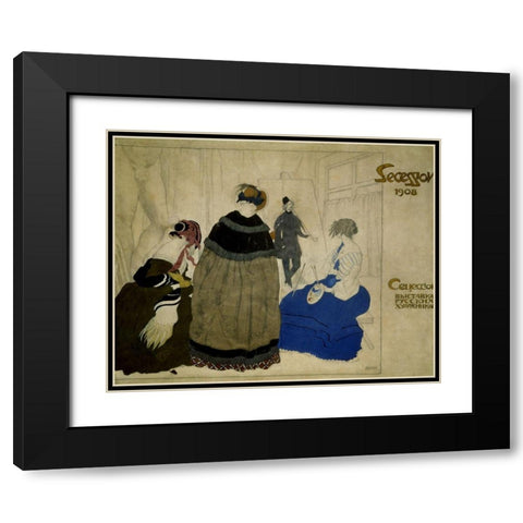 Secession 1908 Black Modern Wood Framed Art Print with Double Matting by Bakst, Leon