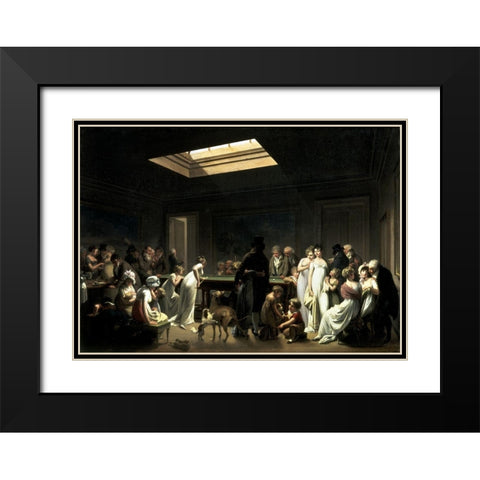 A Game Of Billiards Black Modern Wood Framed Art Print with Double Matting by Boilly, Louis Leopold