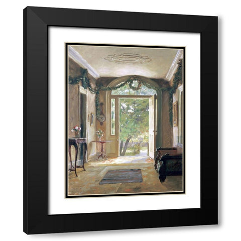 The Front Hall Black Modern Wood Framed Art Print with Double Matting by Birney, William Verplanck