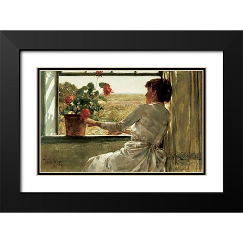 Summer Evening Black Modern Wood Framed Art Print with Double Matting by Hassam, Childe