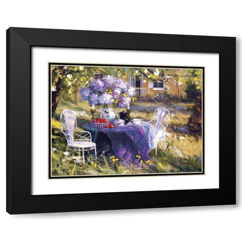 Lilac Tea Party Black Modern Wood Framed Art Print with Double Matting by Benjamin