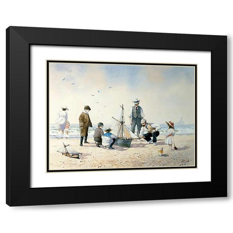 The New Boat Black Modern Wood Framed Art Print with Double Matting by Smith, Albert