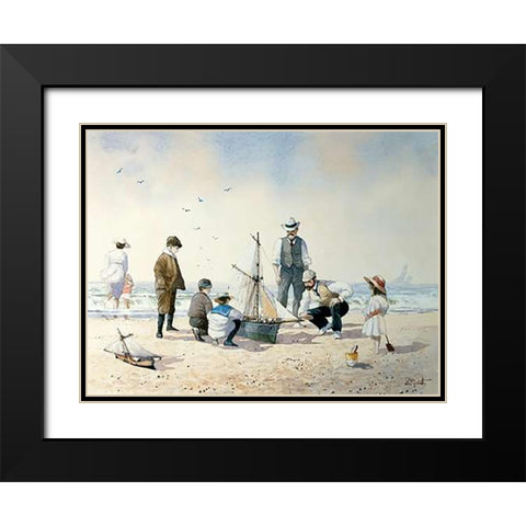 The New Boat Black Modern Wood Framed Art Print with Double Matting by Smith, Albert