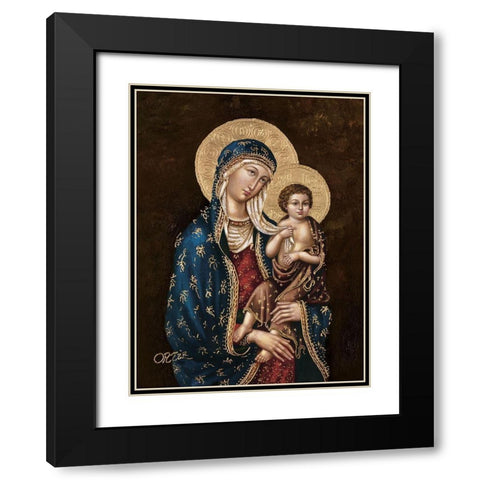 Madonna and Child Black Modern Wood Framed Art Print with Double Matting by Ortiz