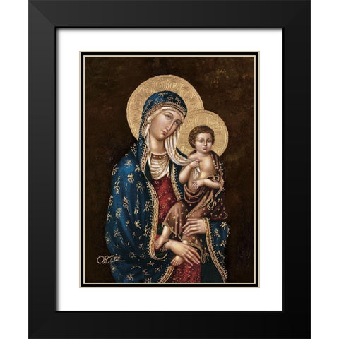 Madonna and Child Black Modern Wood Framed Art Print with Double Matting by Ortiz