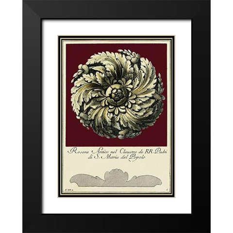 Rosone Antico IV Black Modern Wood Framed Art Print with Double Matting by Guerra