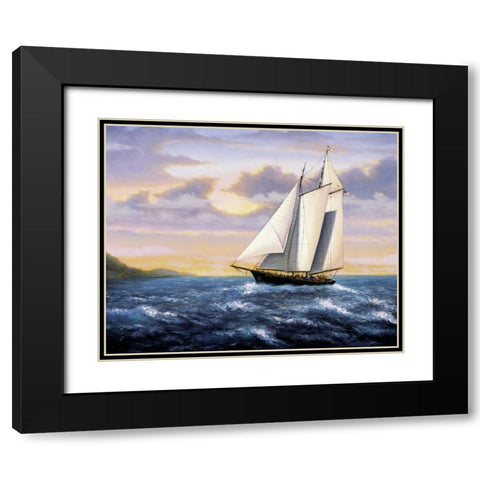 West Wind Sails Black Modern Wood Framed Art Print with Double Matting by Sambataro
