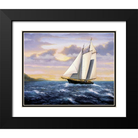 West Wind Sails Black Modern Wood Framed Art Print with Double Matting by Sambataro