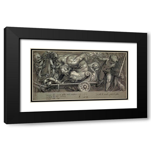 Dionysus and Putti Black Modern Wood Framed Art Print with Double Matting by Farinati, Paolo