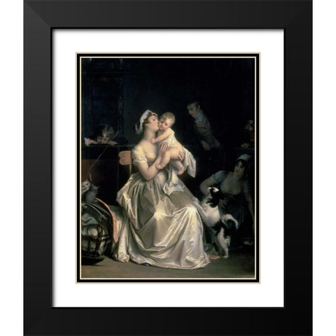 Motherhood, 1805 Black Modern Wood Framed Art Print with Double Matting by Gerard, Marguerite