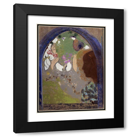 Womans Silhouette in a Window, 1912 Black Modern Wood Framed Art Print with Double Matting by Redon, Odilon