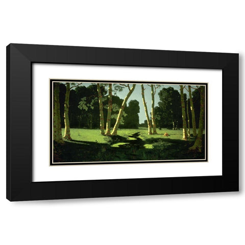 A Birch Grove, 1879 Black Modern Wood Framed Art Print with Double Matting by Kuinji, Arkhip