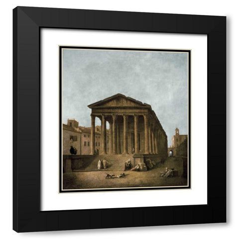 Temple of Augustus in Nimes, 1783 Black Modern Wood Framed Art Print with Double Matting by Robert, Hubert