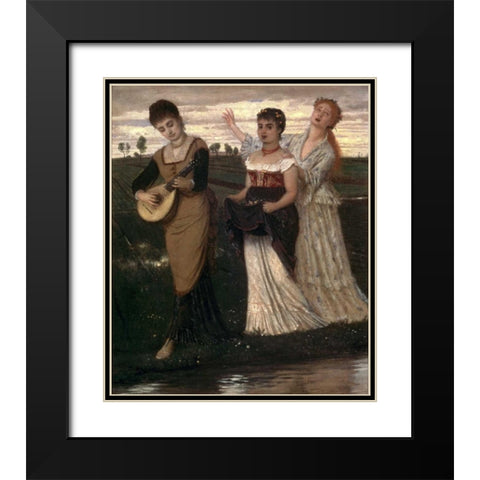 Music in the Fields Black Modern Wood Framed Art Print with Double Matting by Bocklin, Arnold
