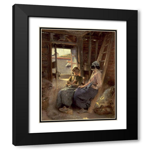 Sisters Black Modern Wood Framed Art Print with Double Matting by Makovski, Konstantin