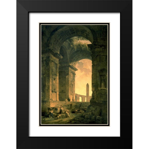 The Landscape with Obelisk Black Modern Wood Framed Art Print with Double Matting by Robert, Hubert