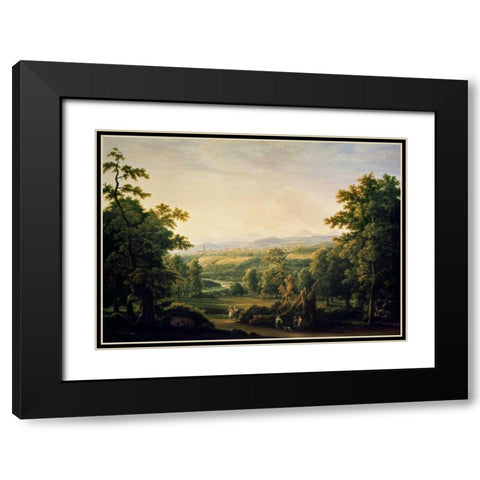 Near Russian Village Black Modern Wood Framed Art Print with Double Matting by Matveev, Feodor