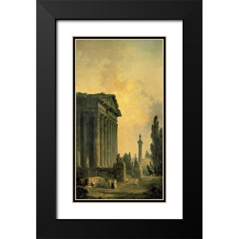 Temple Ruins Black Modern Wood Framed Art Print with Double Matting by Robert, Hubert