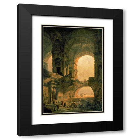 Vaulted Arches Ruin Black Modern Wood Framed Art Print with Double Matting by Robert, Hubert