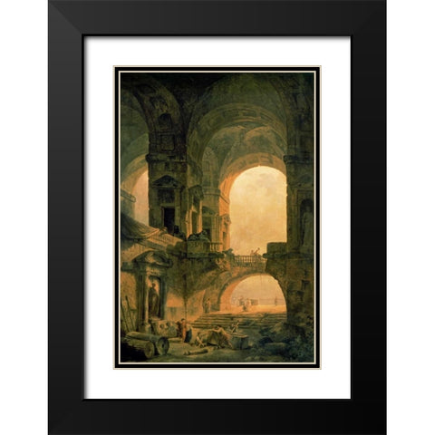 Vaulted Arches Ruin Black Modern Wood Framed Art Print with Double Matting by Robert, Hubert