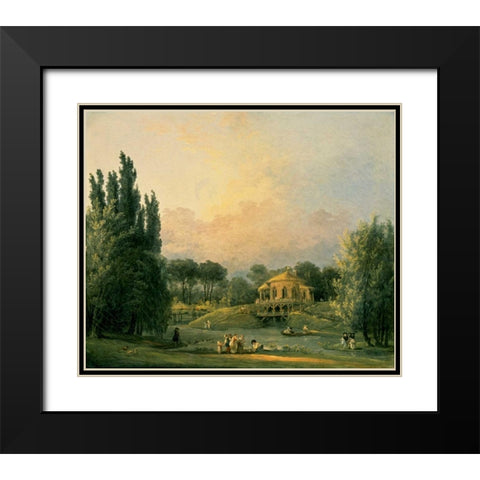 Italian Tempietto in a Park Black Modern Wood Framed Art Print with Double Matting by Robert, Hubert