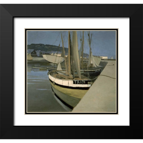 Sailboats in the Bay of Tregastel Black Modern Wood Framed Art Print with Double Matting by Vallotton, Felix