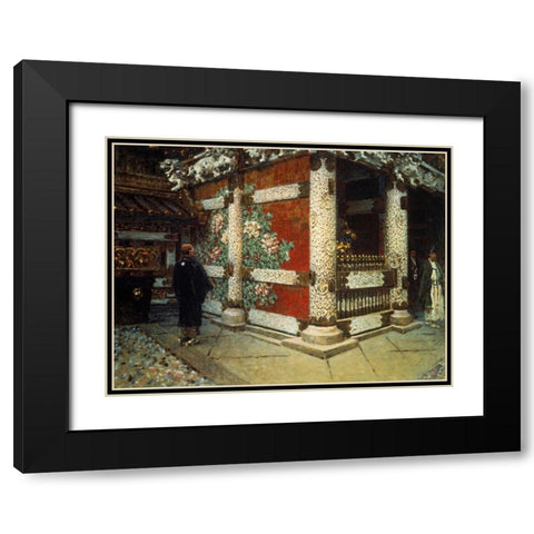 Shinto Temple in Nikko Black Modern Wood Framed Art Print with Double Matting by Vereshchagin, Vasily
