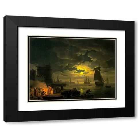 Black Modern Wood Framed Art Print with Double Matting by Vernet, Claude Joseph