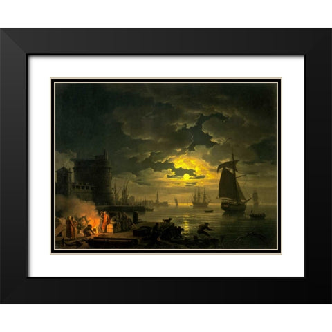 Black Modern Wood Framed Art Print with Double Matting by Vernet, Claude Joseph