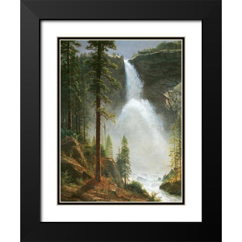 Nevada Falls Black Modern Wood Framed Art Print with Double Matting by Bierstadt, Albert