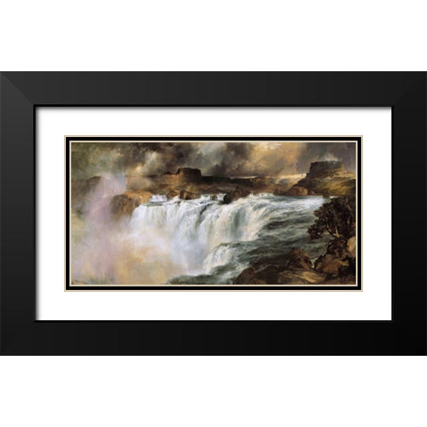 Shoshone Falls on the Snake River Black Modern Wood Framed Art Print with Double Matting by Moran, Thomas