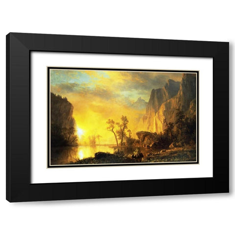 Sunset in the Rockies Black Modern Wood Framed Art Print with Double Matting by Bierstadt, Albert