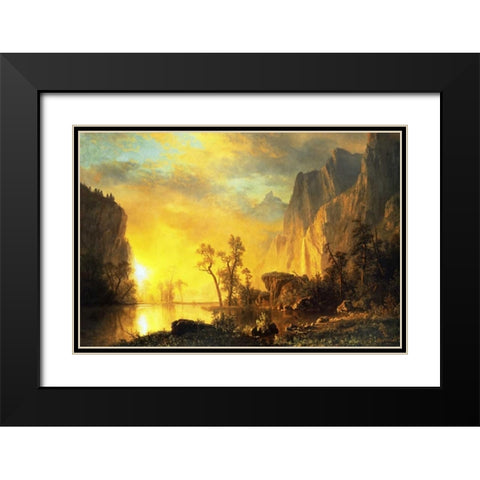 Sunset in the Rockies Black Modern Wood Framed Art Print with Double Matting by Bierstadt, Albert