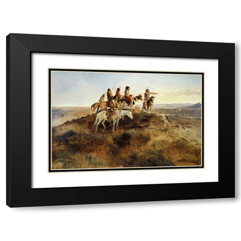 Signal Smoke Black Modern Wood Framed Art Print with Double Matting by Russell, Charles M.