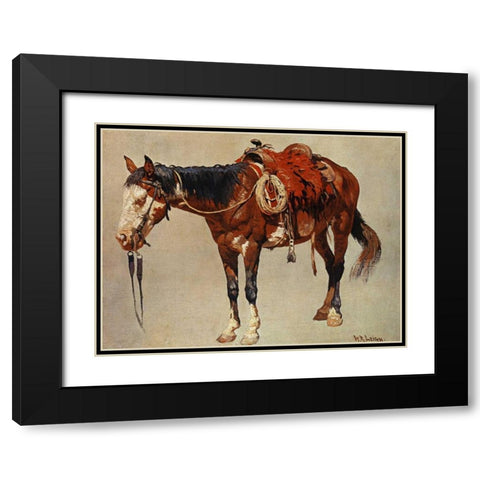 Navajo Pony Black Modern Wood Framed Art Print with Double Matting by Leigh, William R.
