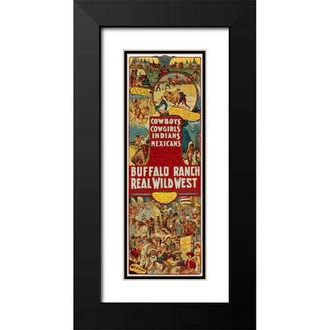 Cowboys, Cowgirls, Indians Black Modern Wood Framed Art Print with Double Matting by Anonymous