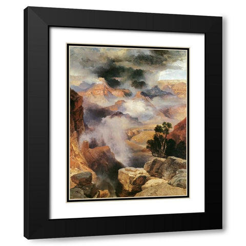 Mist in the Canyon Black Modern Wood Framed Art Print with Double Matting by Moran, Thomas