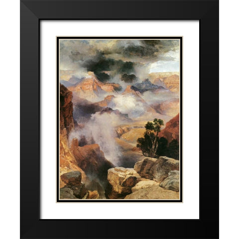 Mist in the Canyon Black Modern Wood Framed Art Print with Double Matting by Moran, Thomas