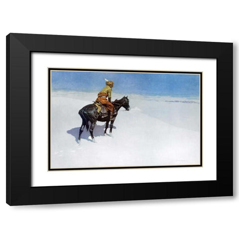 The Scout: Friends or Enemies? Black Modern Wood Framed Art Print with Double Matting by Remington, Frederic