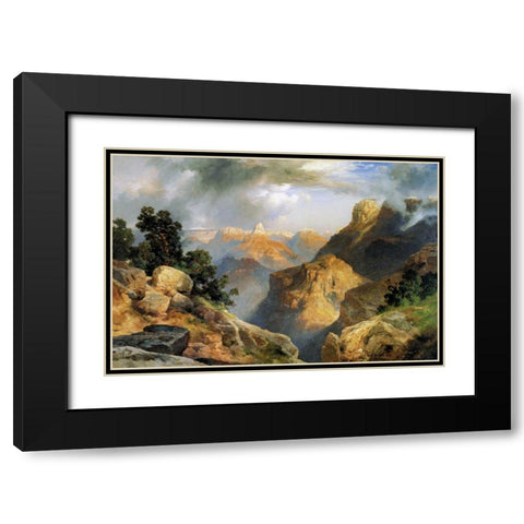 Grand Canyon Black Modern Wood Framed Art Print with Double Matting by Moran, Thomas