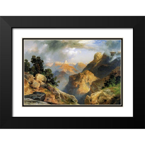 Grand Canyon Black Modern Wood Framed Art Print with Double Matting by Moran, Thomas