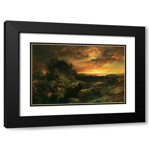 Arizona Sunset Near The Grand Canyon Black Modern Wood Framed Art Print with Double Matting by Moran, Thomas