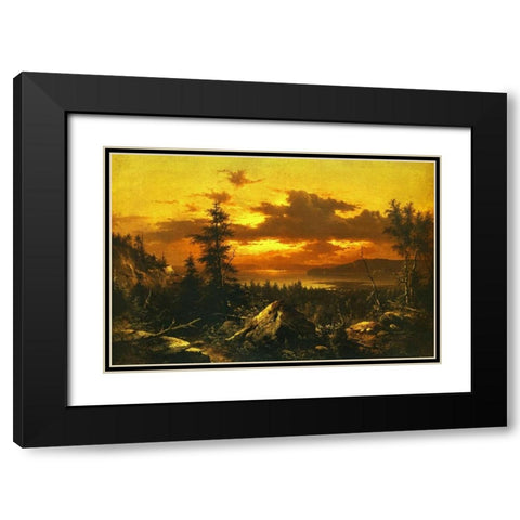 Sunset Glow Black Modern Wood Framed Art Print with Double Matting by Bierstadt, Albert