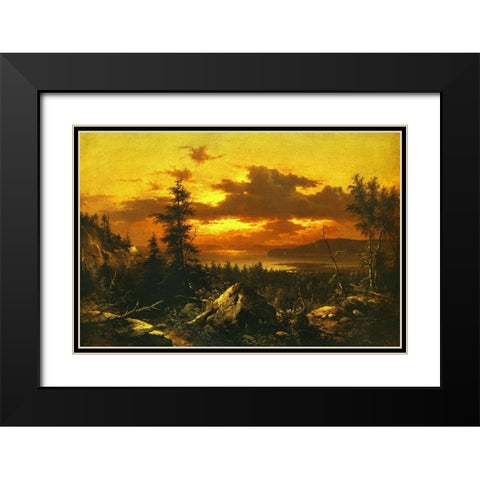 Sunset Glow Black Modern Wood Framed Art Print with Double Matting by Bierstadt, Albert