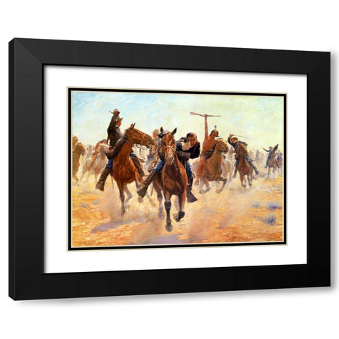Breaking Through The Lines Black Modern Wood Framed Art Print with Double Matting by Schreyvogel, Charles
