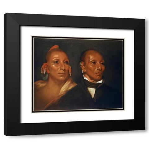 Blackhawk and his son Whirling Thunder Black Modern Wood Framed Art Print with Double Matting by Jarvis, J.W.
