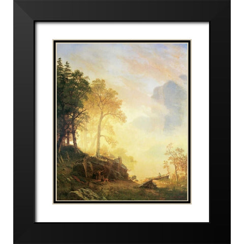 Merced River in Yosemite Black Modern Wood Framed Art Print with Double Matting by Bierstadt, Albert
