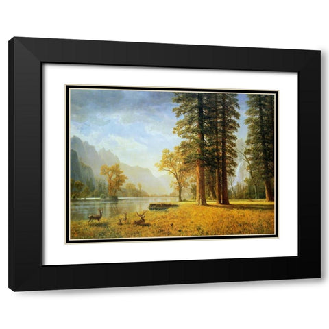 Hetch Hetchy Valley, California Black Modern Wood Framed Art Print with Double Matting by Bierstadt, Albert