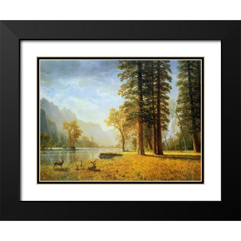 Hetch Hetchy Valley, California Black Modern Wood Framed Art Print with Double Matting by Bierstadt, Albert