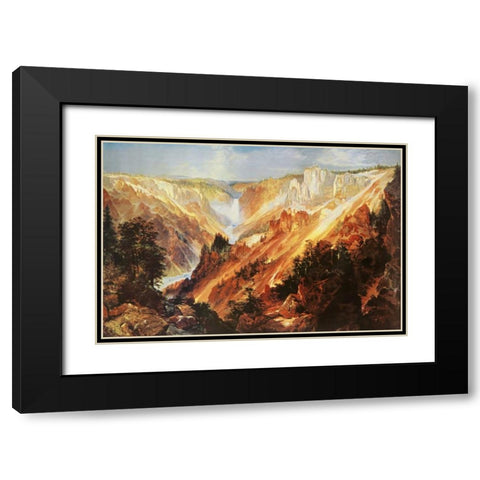 The Grand Canyon Of The Yellowstone Black Modern Wood Framed Art Print with Double Matting by Moran, Thomas